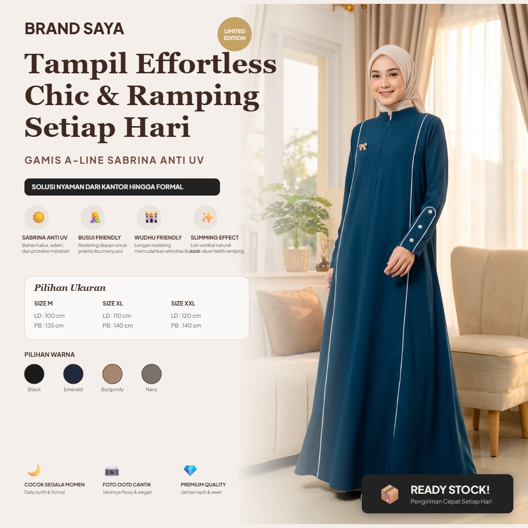 Fazira Dress Gamis Sabrina Polos